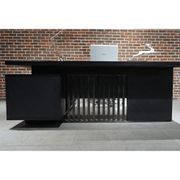 DAXTON Black Executive Desk with Right Return 2.4M - Black Concrete gallery detail image