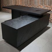 DAXTON Black Executive Desk with Right Return 2.4M - Black Concrete gallery detail image
