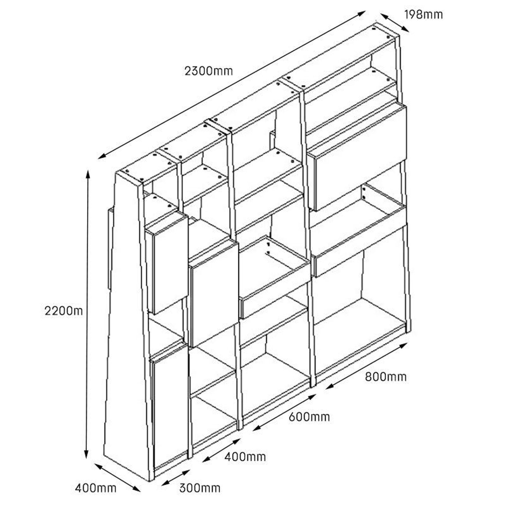 BARON Display Unit 230cm - Warm Oak & Black gallery detail image