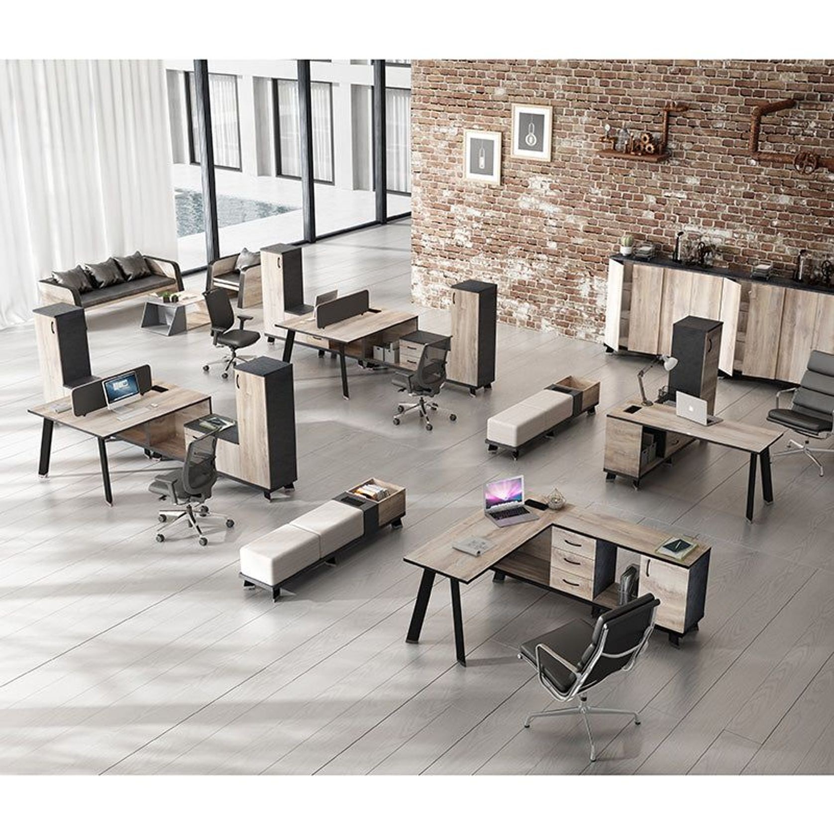 HALDIS Credenza 160cm - Warm Oak & Black gallery detail image