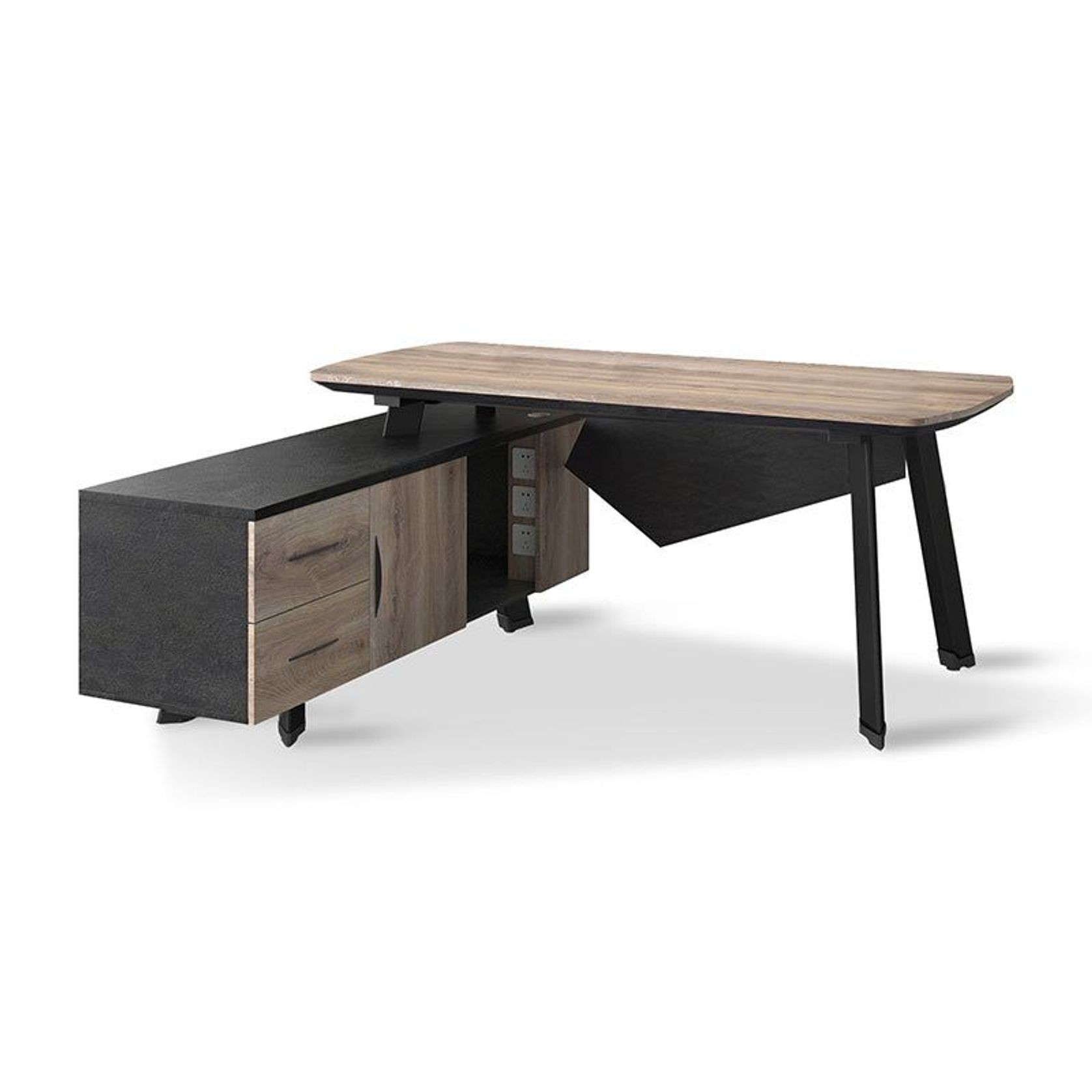 ARTO Executive Office Desk with Reversible Return 1.8M - 2.0M - Warm Oak & Black gallery detail image