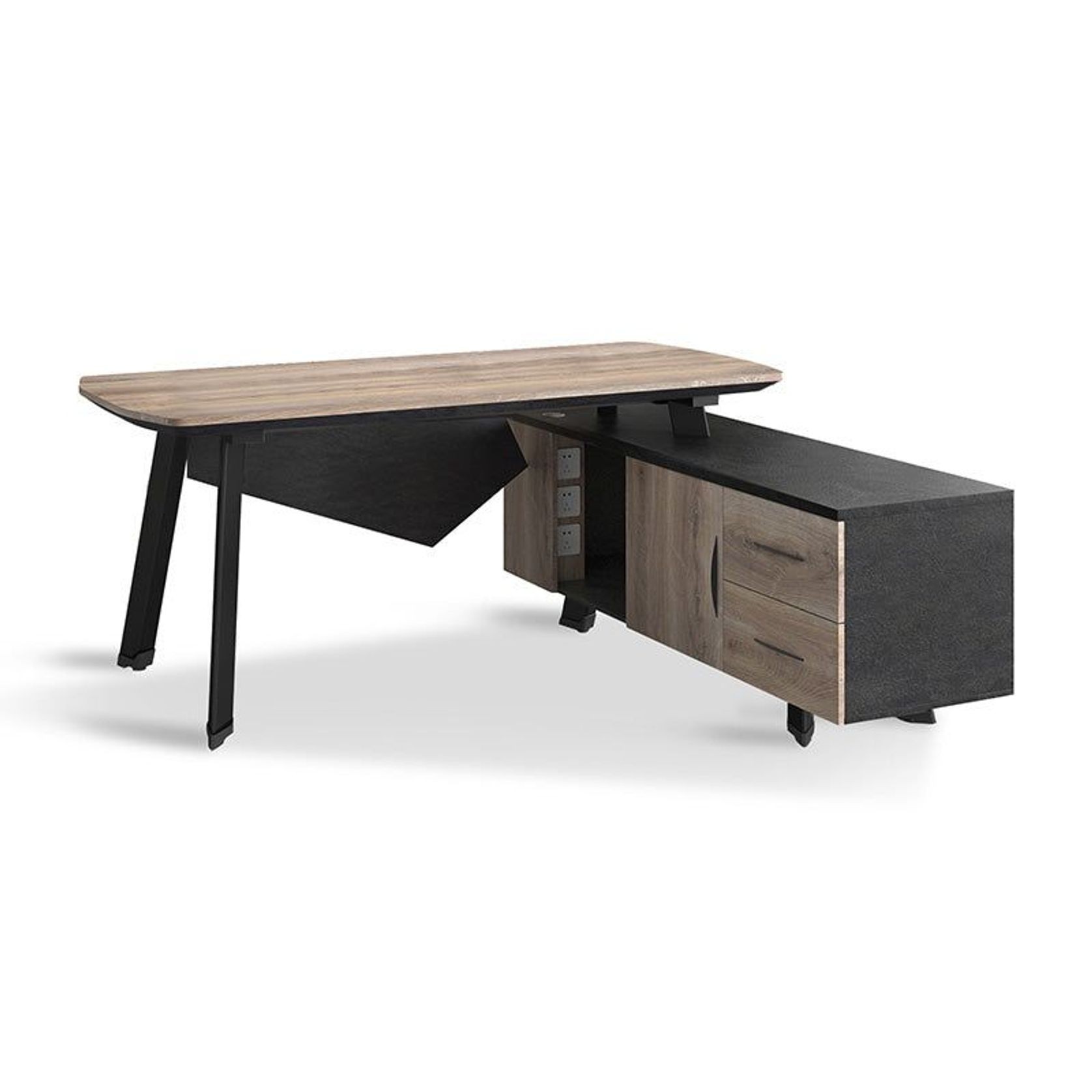 ARTO Executive Office Desk with Reversible Return 1.8M - 2.0M - Warm Oak & Black gallery detail image