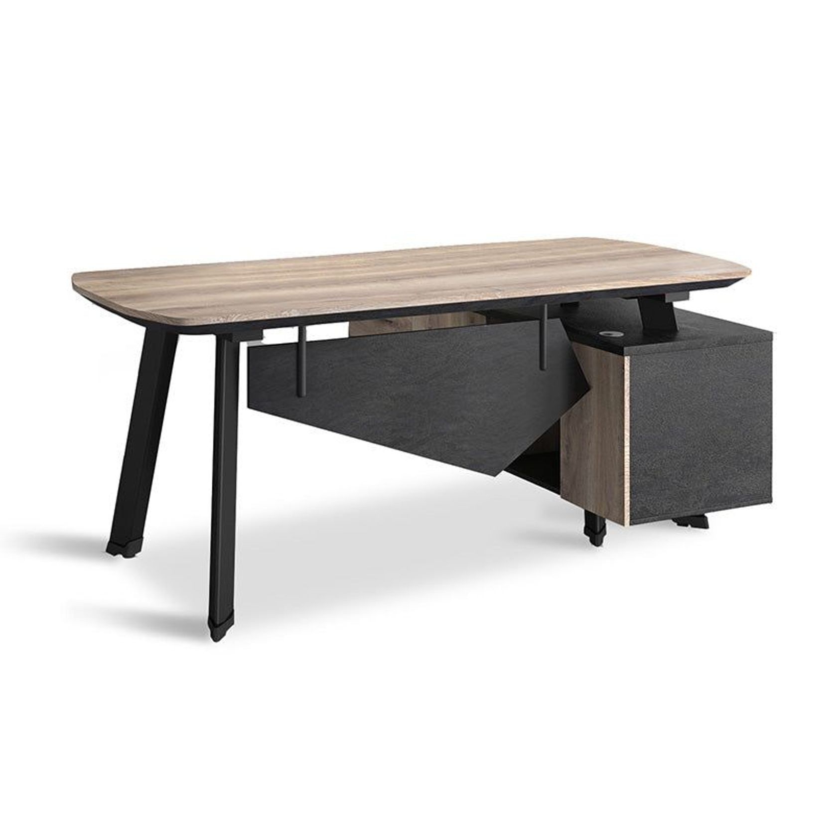 ARTO Executive Office Desk with Reversible Return 1.8M - 2.0M - Warm Oak & Black gallery detail image