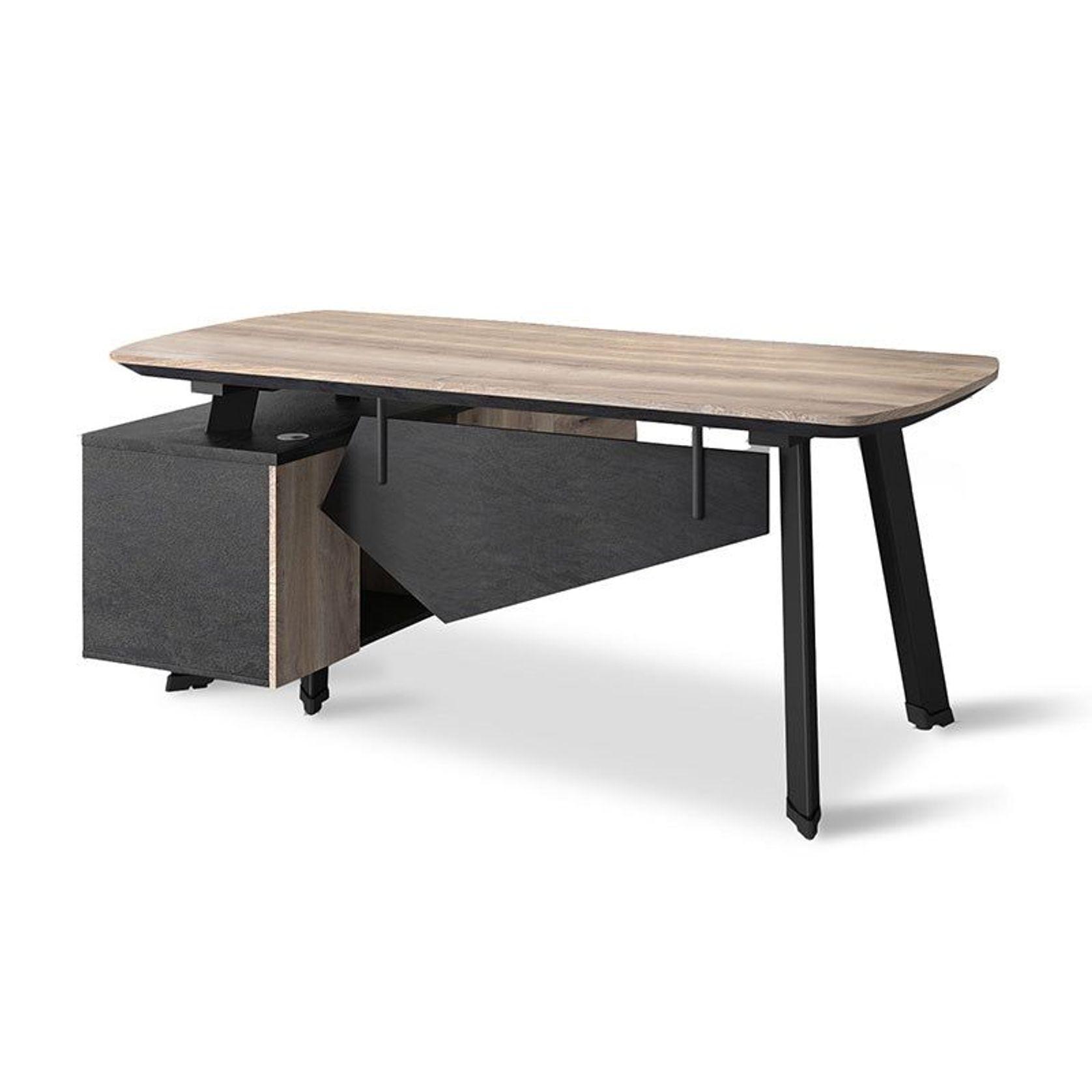 ARTO Executive Office Desk with Reversible Return 1.8M - 2.0M - Warm Oak & Black gallery detail image