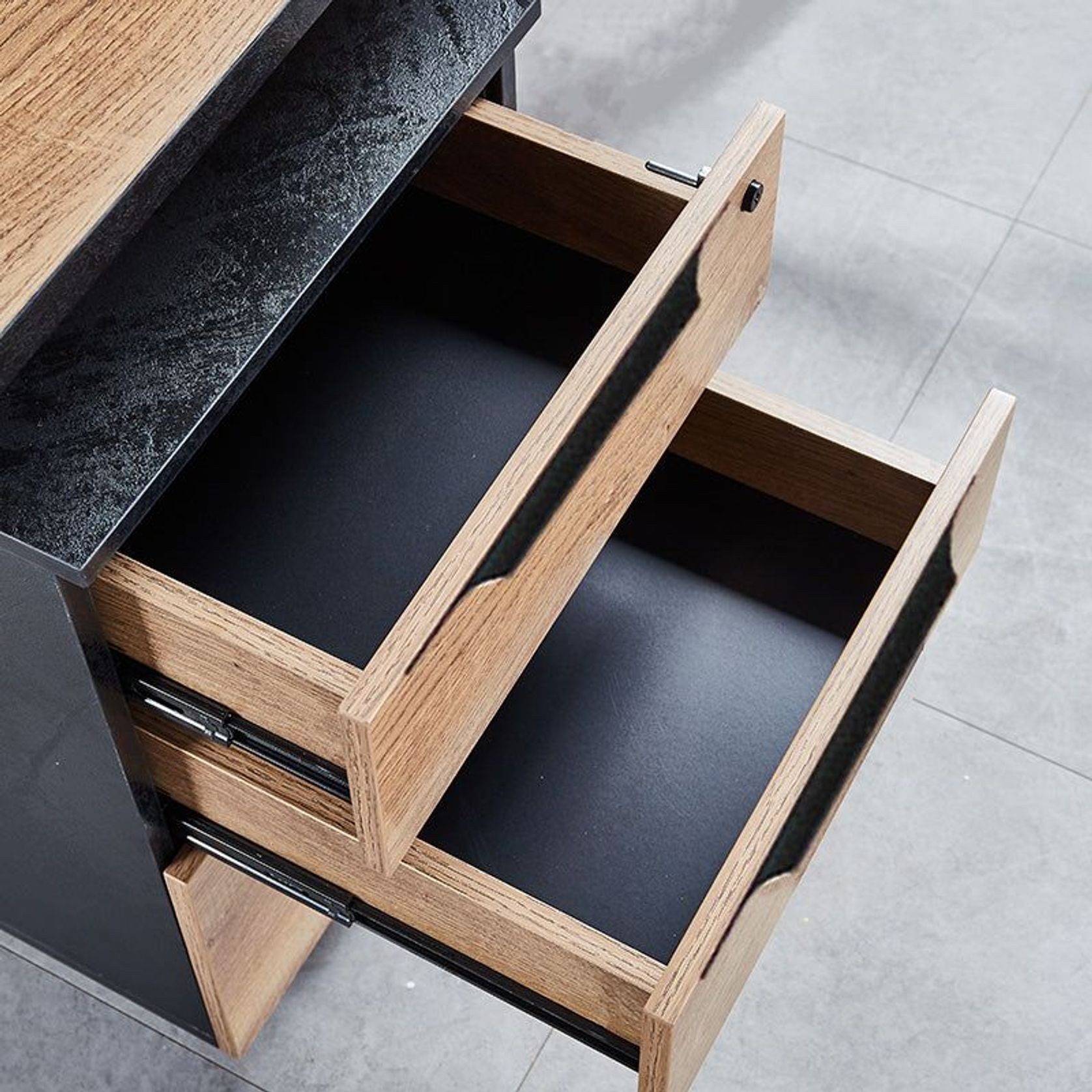 ARTO 4 People Back to Back Workstation 2 Cabinets  2.4M - Warm Oak & Black gallery detail image