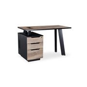 ARTO Single Workstation Desk with Left Cabinet 1.2M - Warm Oak & Black gallery detail image