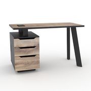 ARTO Single Workstation Desk with Left Cabinet 1.2M - Warm Oak & Black gallery detail image