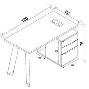 ARTO Single Workstation Desk with Left Cabinet 1.2M - Warm Oak & Black gallery detail image