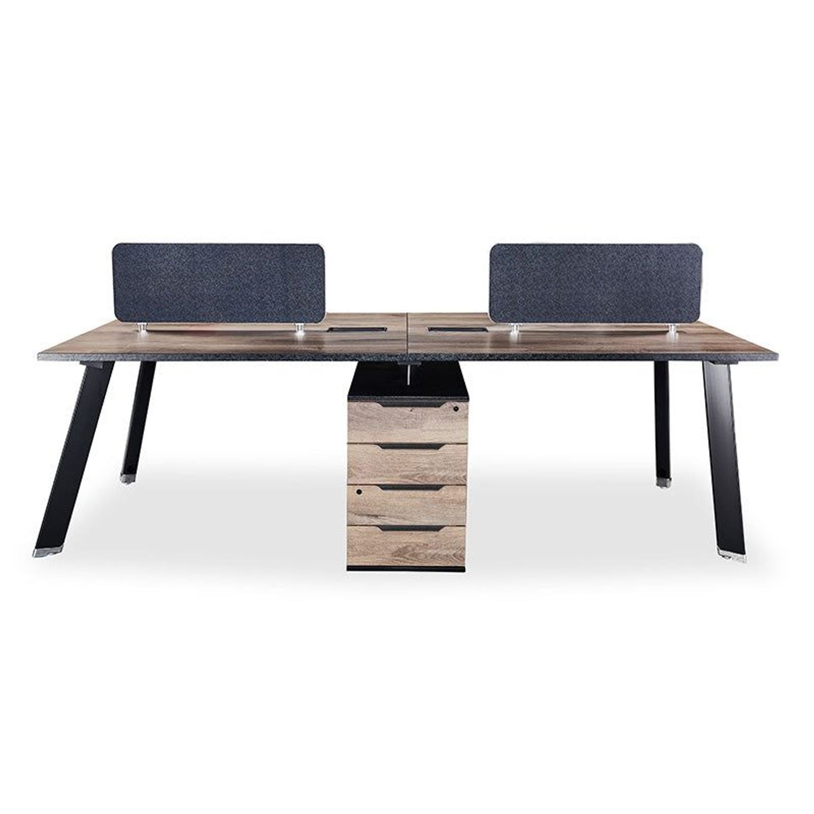 ARTO 4 People Back to Back Workstation 2 Cabinets  2.4M - Warm Oak & Black gallery detail image