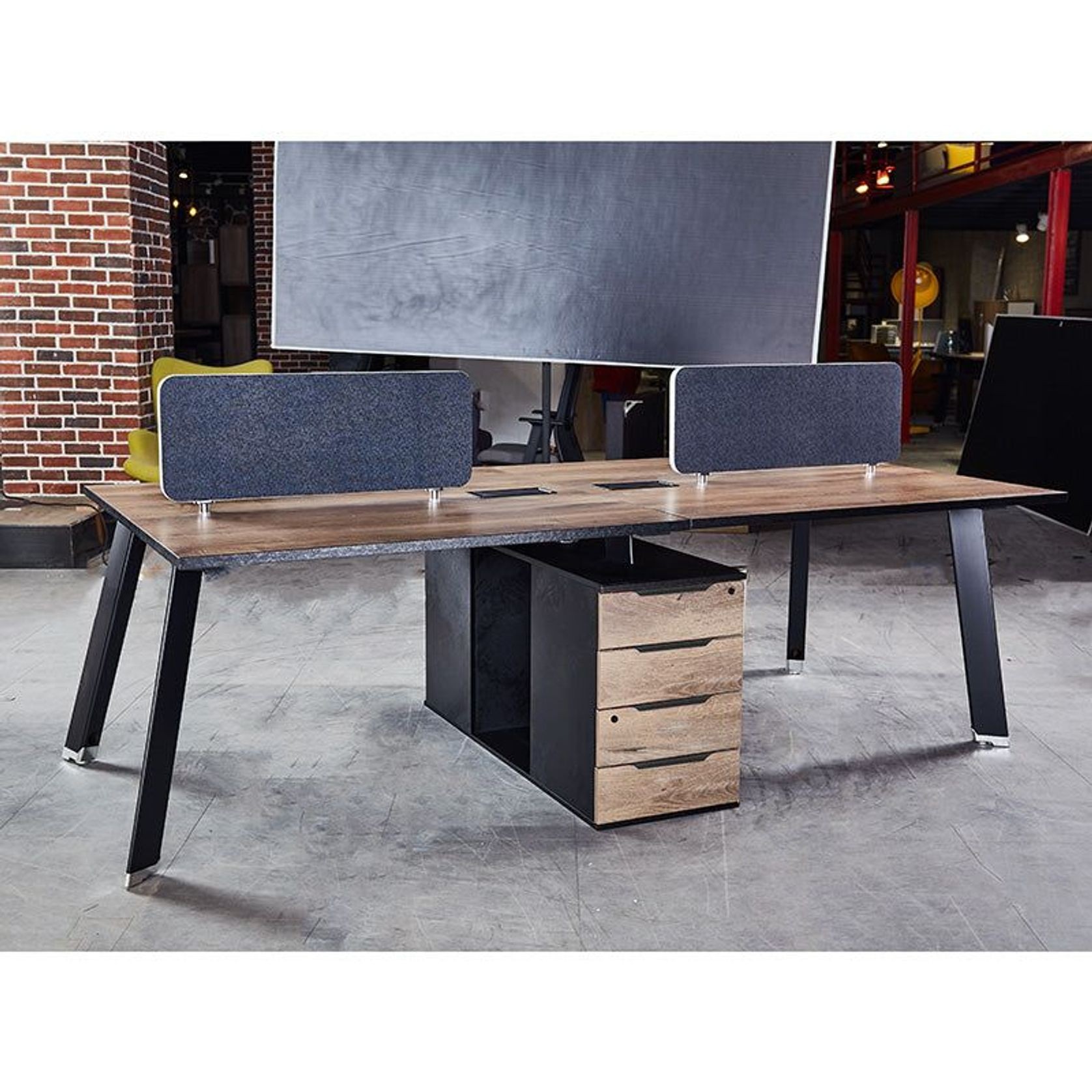 ARTO 4 People Back to Back Workstation 2 Cabinets  2.4M - Warm Oak & Black gallery detail image