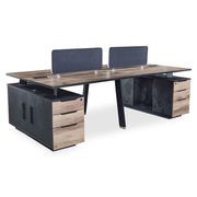 ARTO 4 people Back to Back Workstation 4 Cabinets 2.4M - Warm Oak & Black gallery detail image