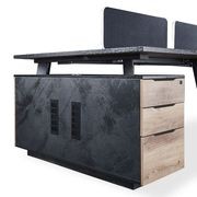 ARTO 4 people Back to Back Workstation 4 Cabinets 2.4M - Warm Oak & Black gallery detail image