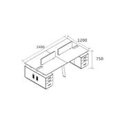 ARTO 4 people Back to Back Workstation 4 Cabinets 2.4M - Warm Oak & Black gallery detail image