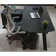 ARTO Black Executive Office Desk with Reversible Return 180-200cm - Black Concrete gallery detail image