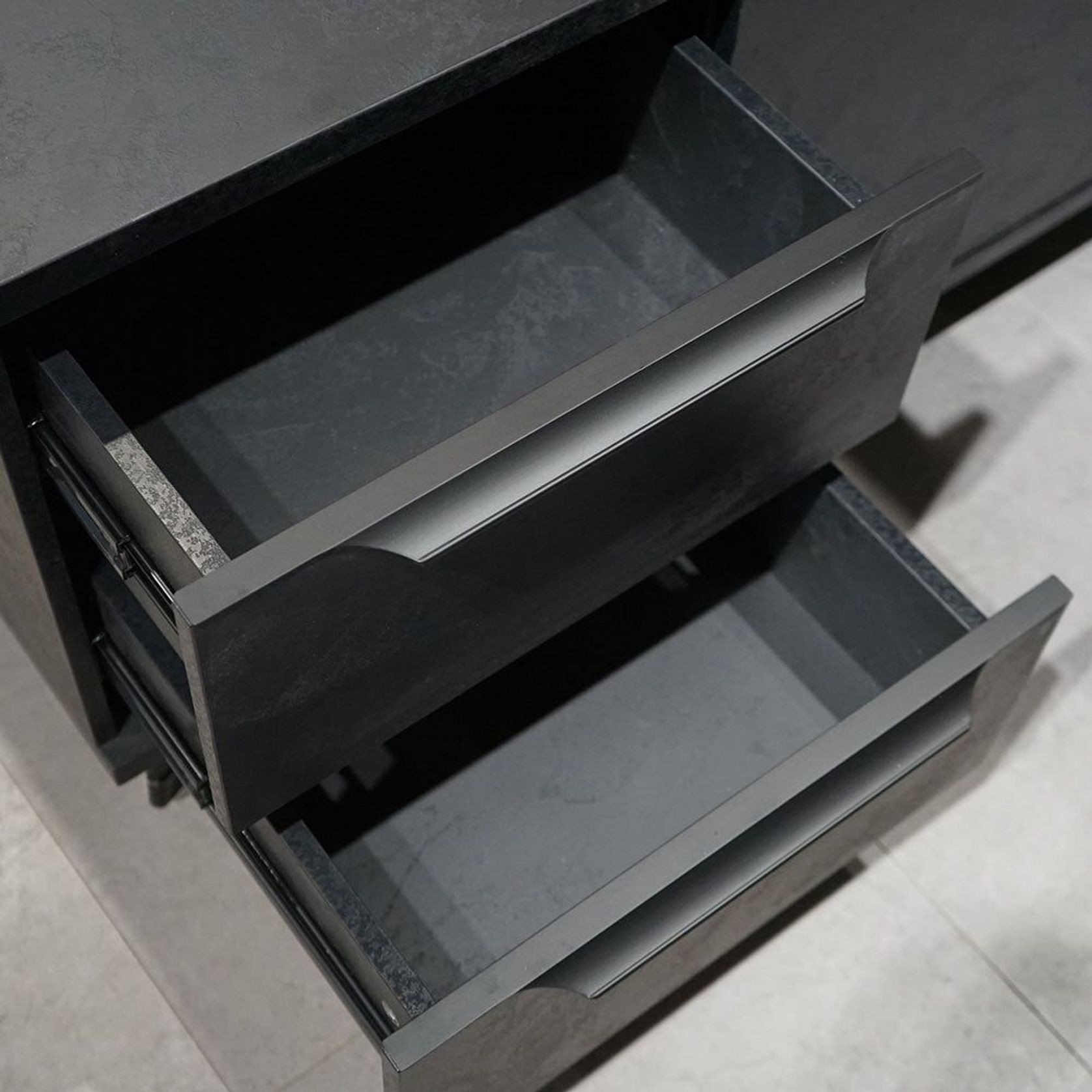 ARTO Black Executive Office Desk with Reversible Return 180-200cm - Black Concrete gallery detail image