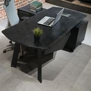 ARTO Black Executive Office Desk with Reversible Return 180-200cm - Black Concrete gallery detail image