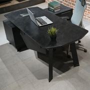 ARTO Black Executive Office Desk with Reversible Return 180-200cm - Black Concrete gallery detail image