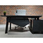 ARTO Black Executive Office Desk with Reversible Return 180-200cm - Black Concrete gallery detail image