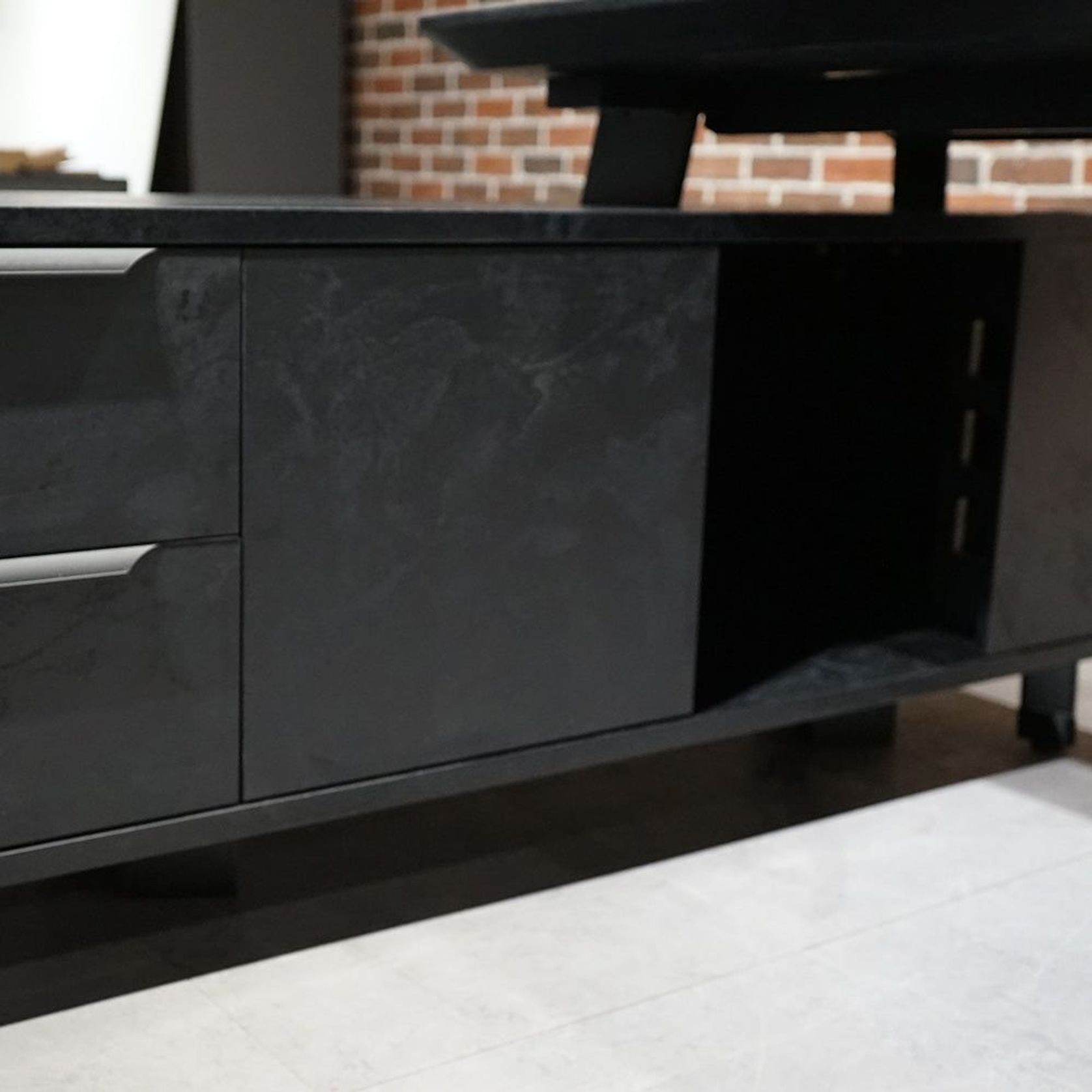 ARTO Black Executive Office Desk with Reversible Return 180-200cm - Black Concrete gallery detail image