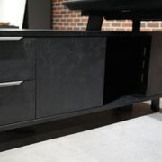ARTO Black Executive Office Desk with Reversible Return 180-200cm - Black Concrete gallery detail image