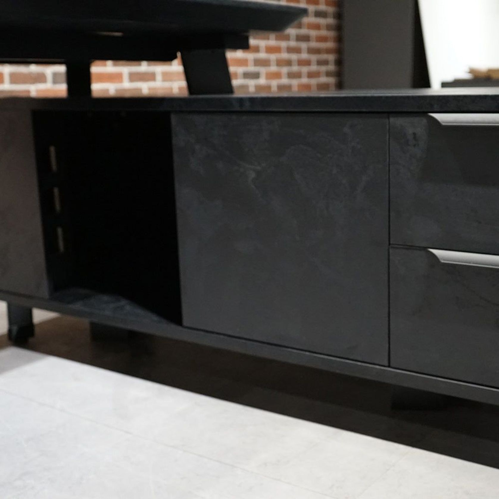 ARTO Black Executive Office Desk with Reversible Return 180-200cm - Black Concrete gallery detail image