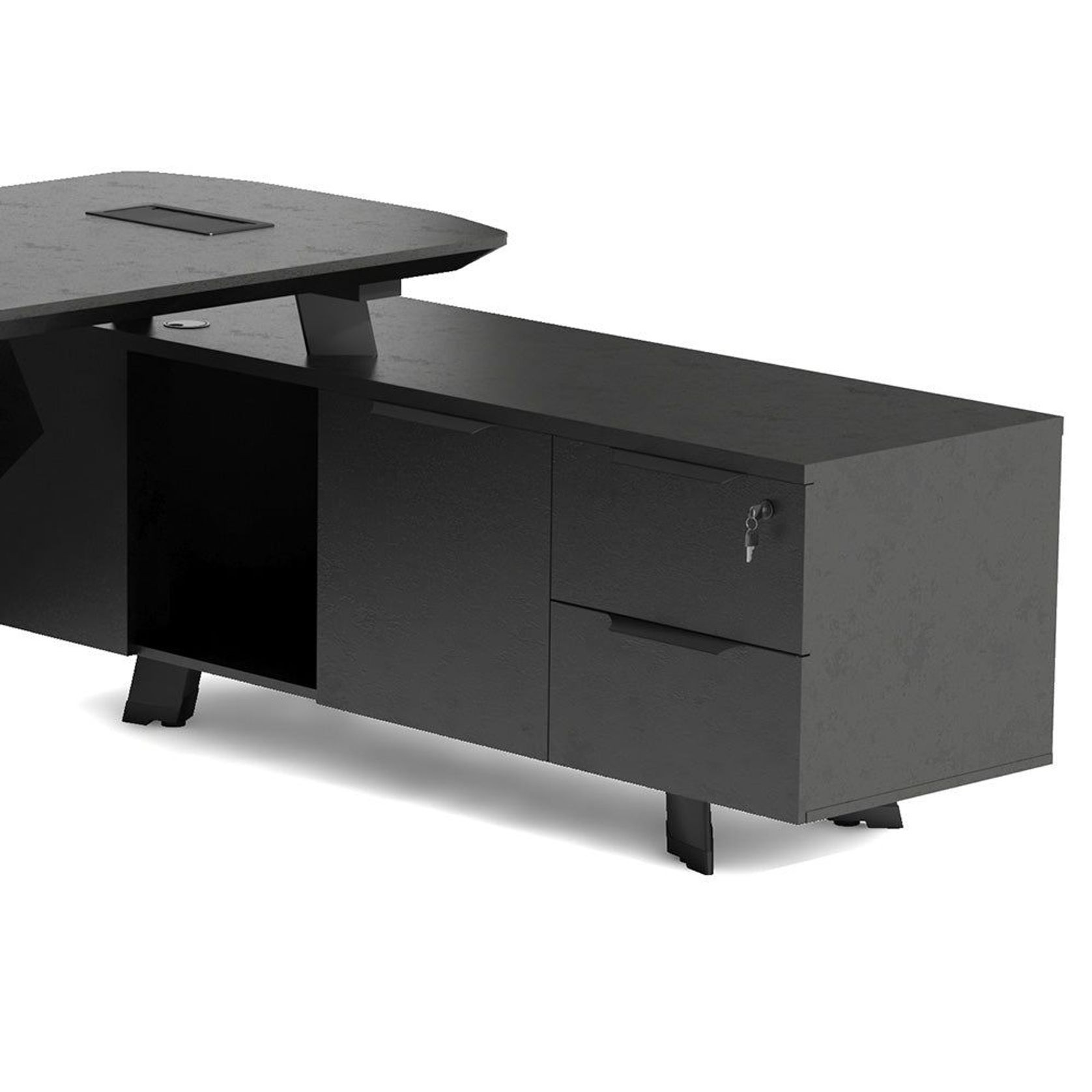 ARTO Black Executive Office Desk with Reversible Return 180-200cm - Black Concrete gallery detail image
