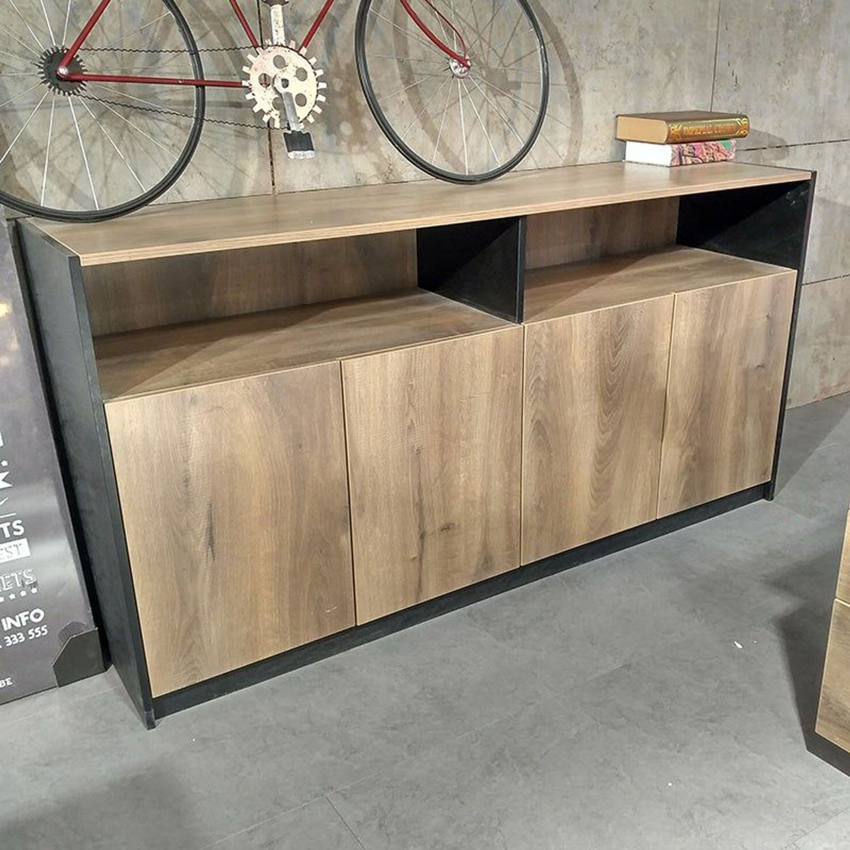 ARTO Credenza Cabinet 157cm - Warm Oak & Black gallery detail image