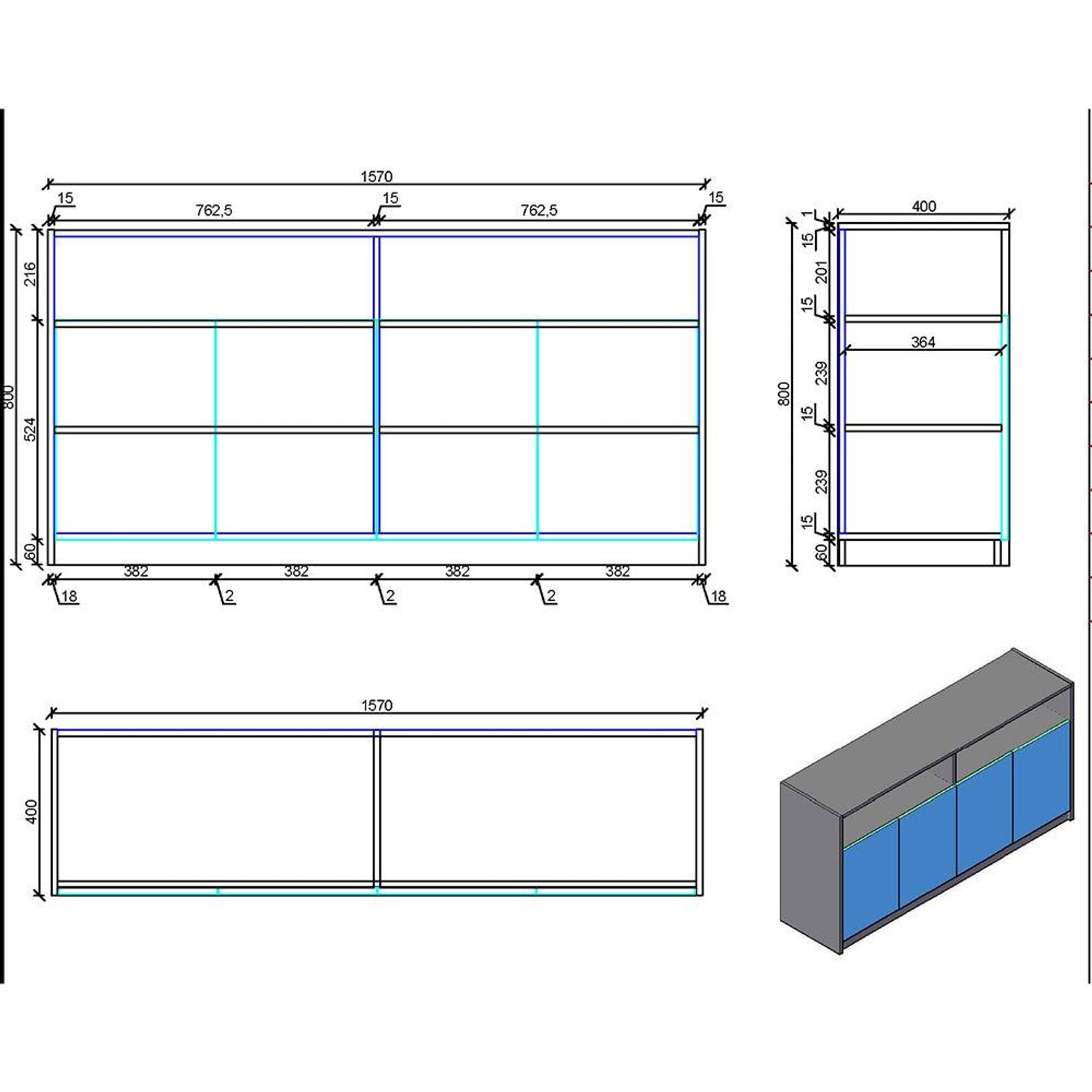 ARTO Credenza Cabinet 157cm - Warm Oak & Black gallery detail image
