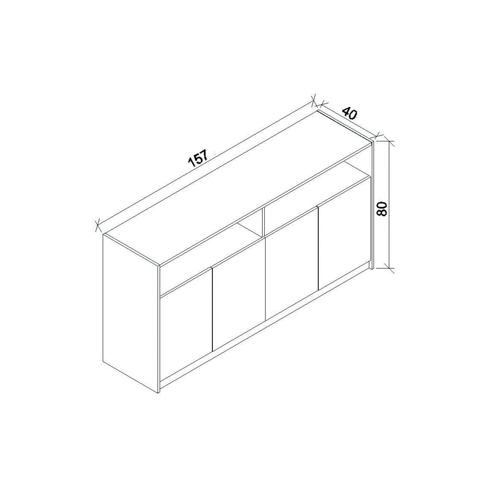 ARTO Credenza Cabinet 157cm - Warm Oak & Black gallery detail image