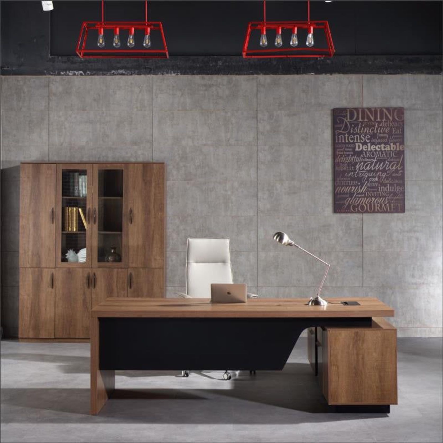 HAMLIN Executive Office Desk with Left Return 2.2M - Tobacco gallery detail image