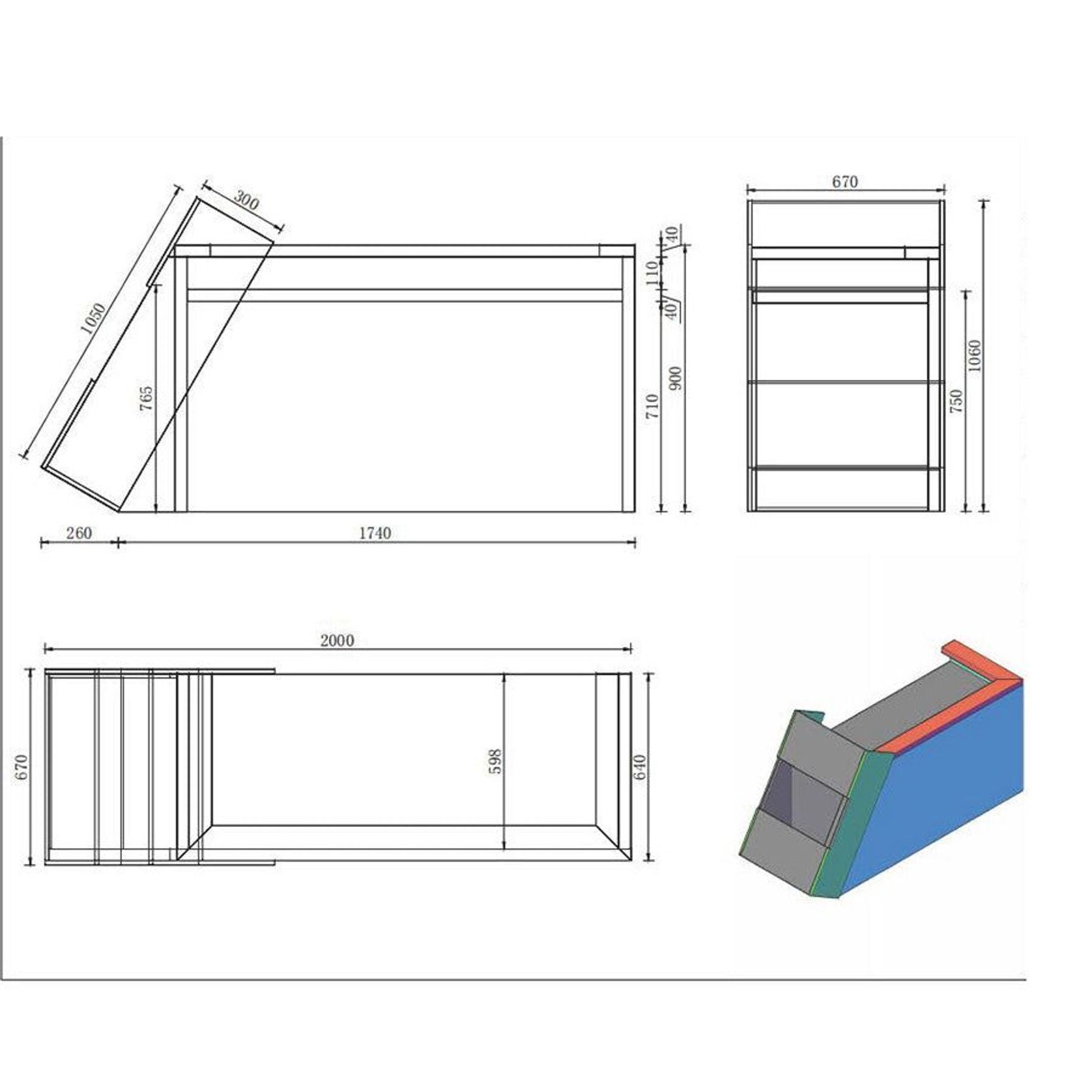 QUADE Reception Desk Left Panel 2.0M - Warm Oak & Concrete Color gallery detail image