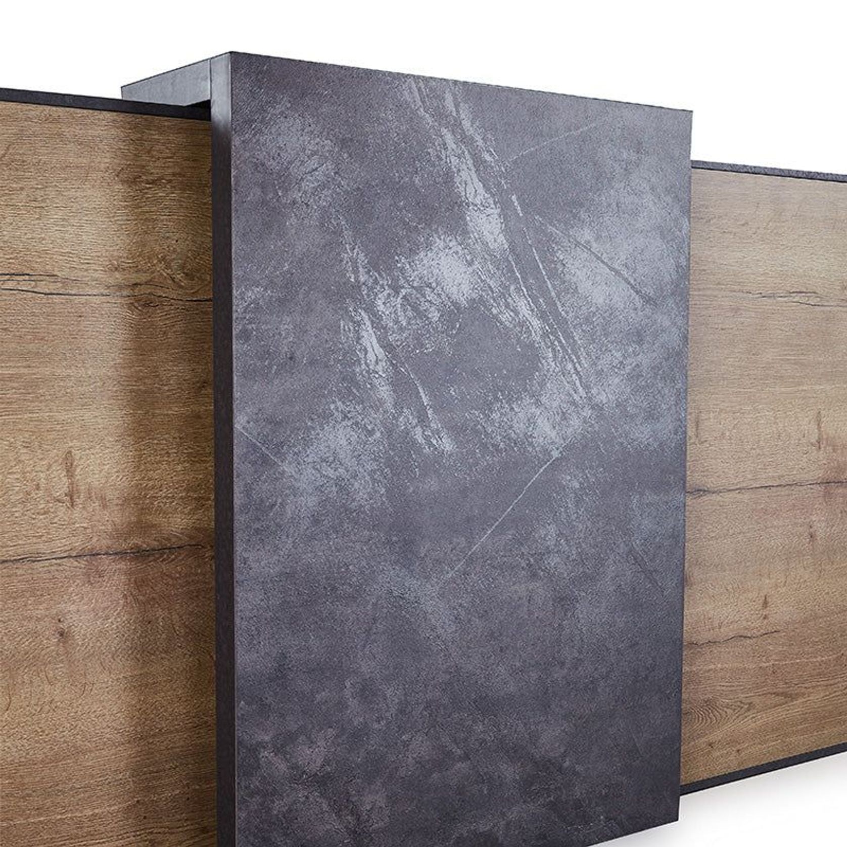 DEWITT Reception Desk 2.4M - Tobacco & Dark Concrete gallery detail image