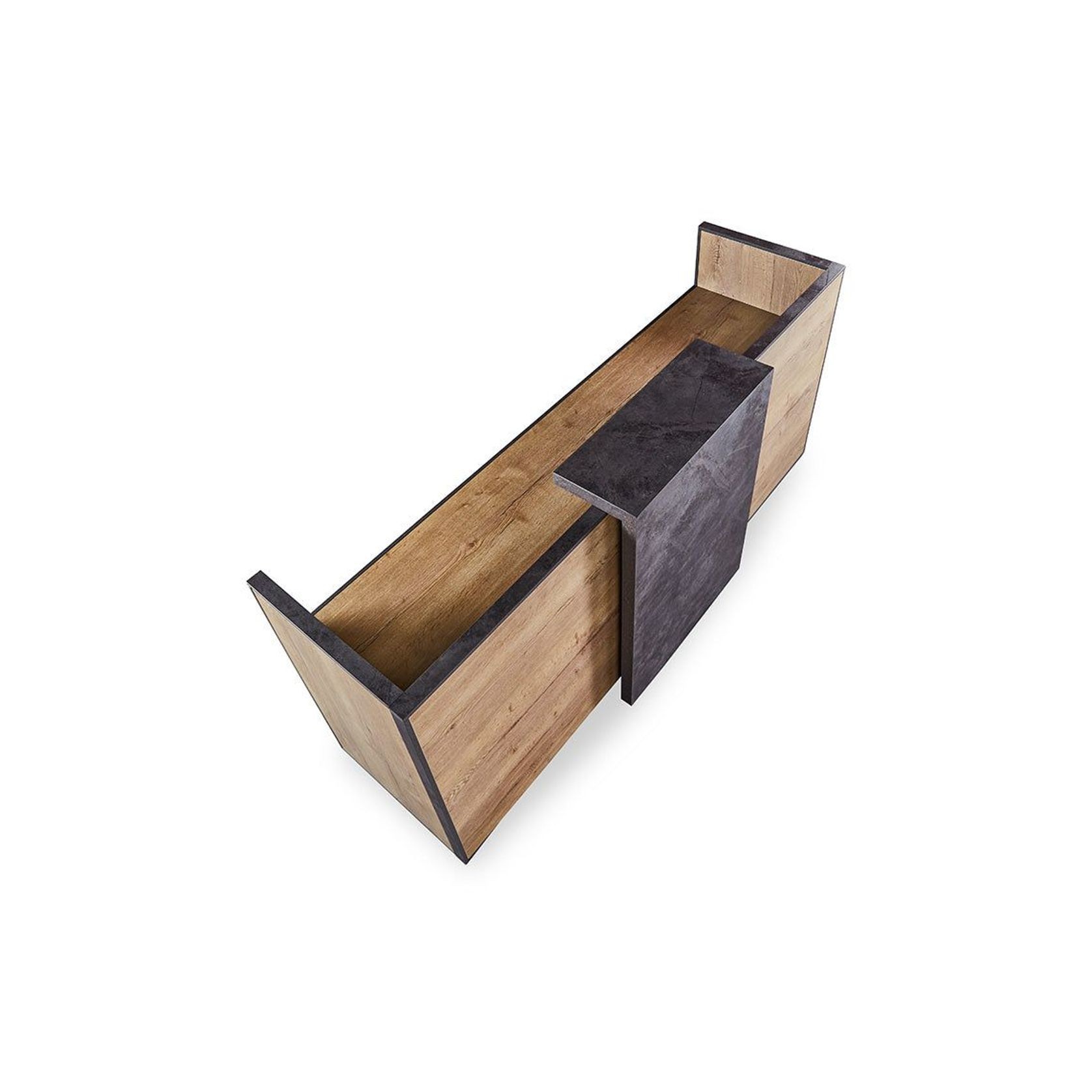 DEWITT Reception Desk 2.4M - Tobacco & Dark Concrete gallery detail image