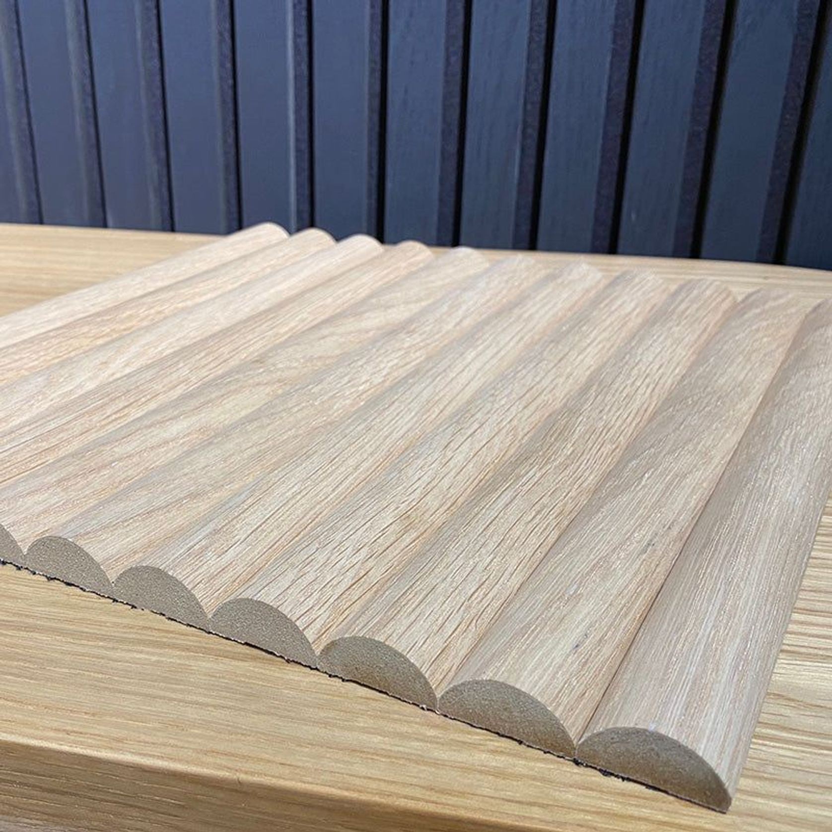 WOODFLEX Flexible Wooden Slat Wall Panel - Oak Veneer - 2700mm x 595mm - Half Round gallery detail image