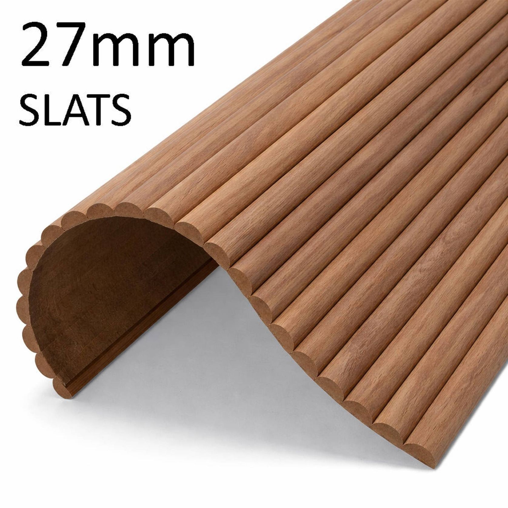 WOODFLEX Flexible Wooden Slat Wall Panel - Walnut Veneer - 2700mm - Half Round 27mm gallery detail image