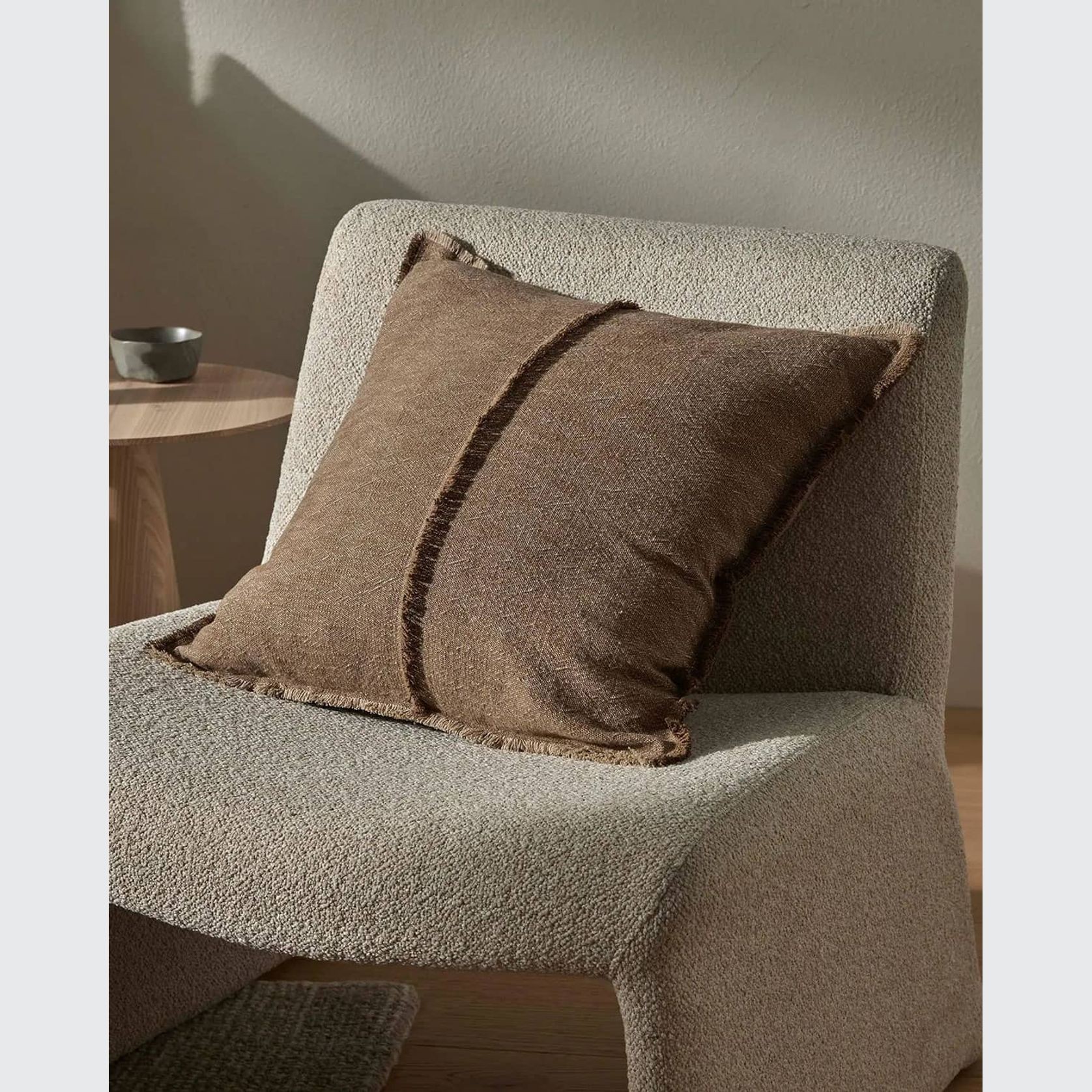 Weave Home Adela Cushion - Cocoa | Linen Blend gallery detail image