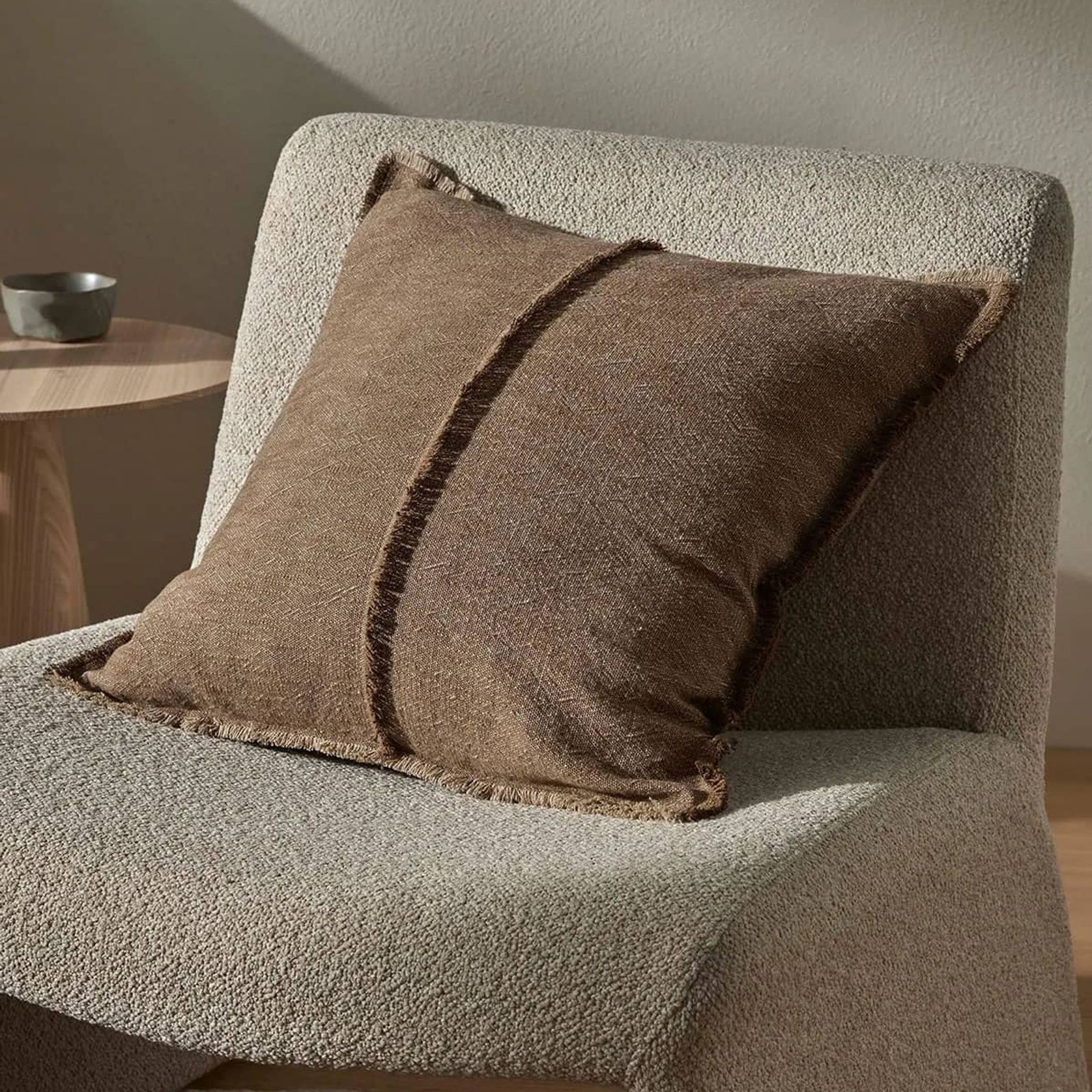 Weave Home Adela Cushion - Cocoa | Linen Blend gallery detail image