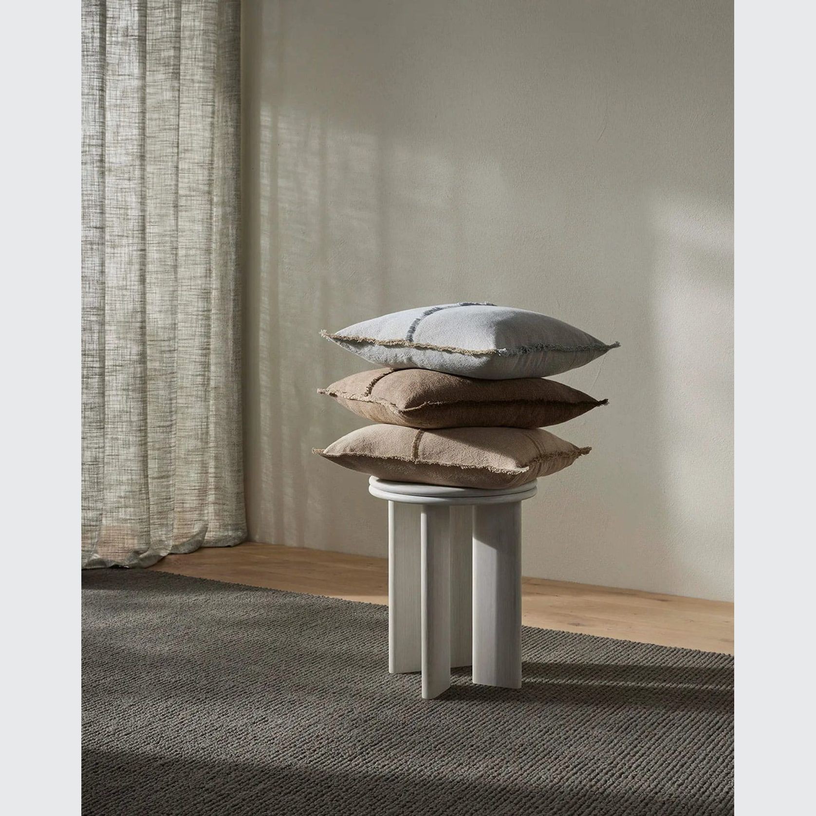 Weave Home Adela Cushion - Cocoa | Linen Blend gallery detail image