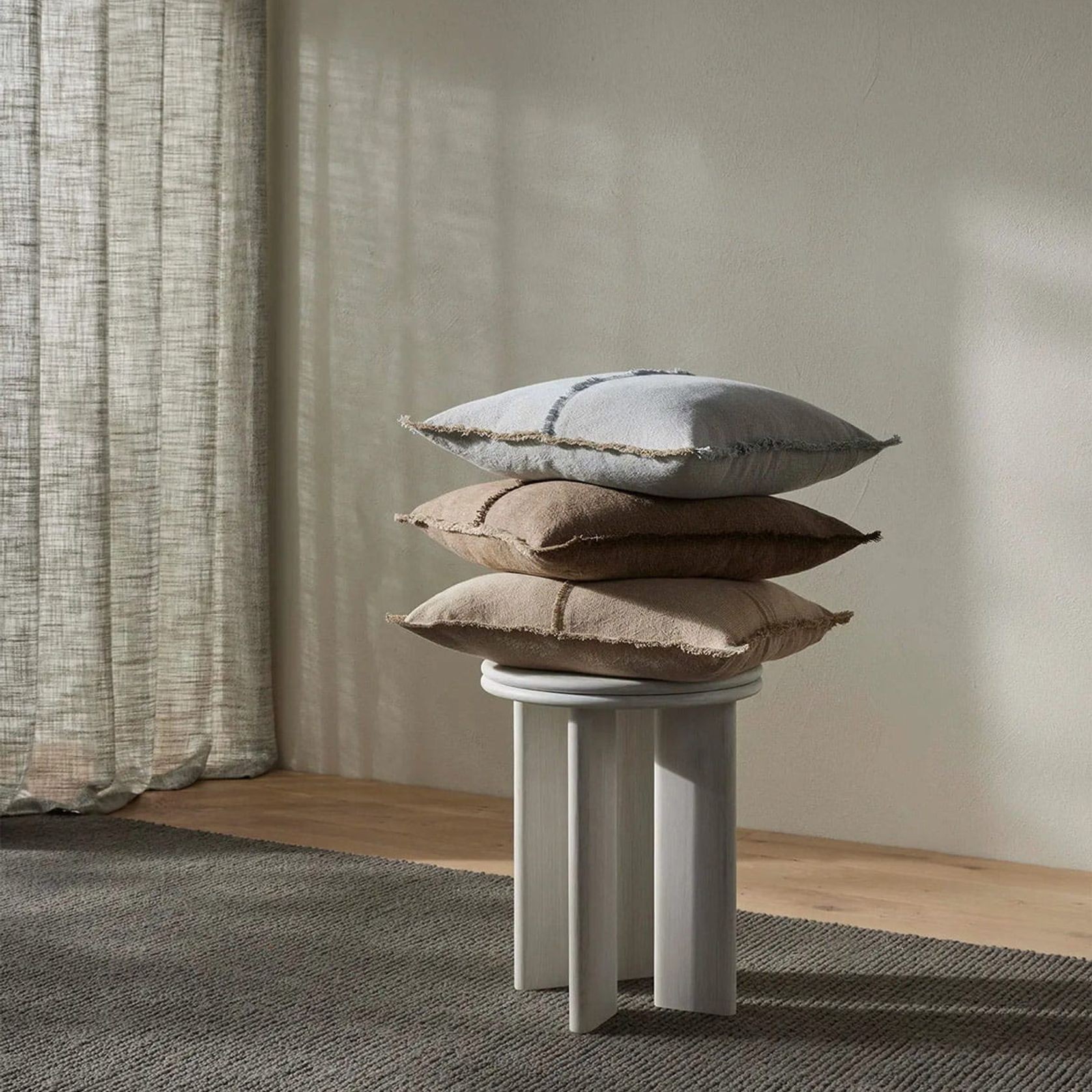 Weave Home Adela Cushion - Cocoa | Linen Blend gallery detail image