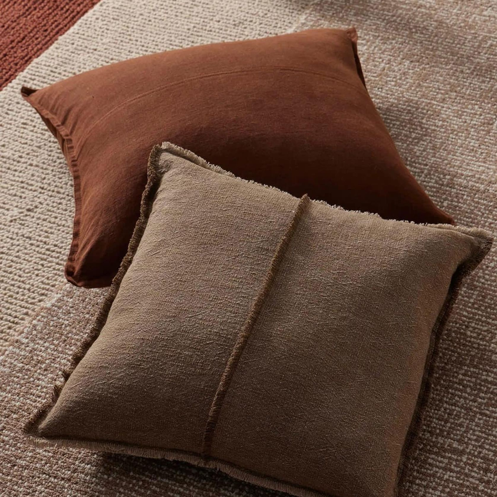 Weave Home Adela Cushion - Cocoa | Linen Blend gallery detail image