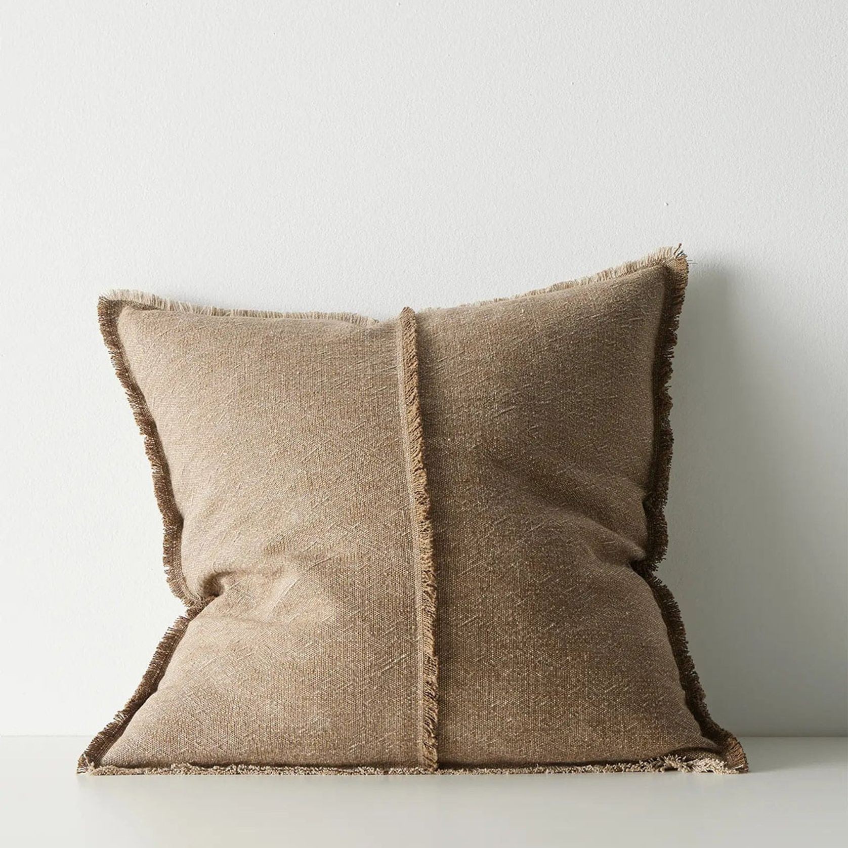 Weave Home Adela Cushion - Cocoa | Linen Blend gallery detail image