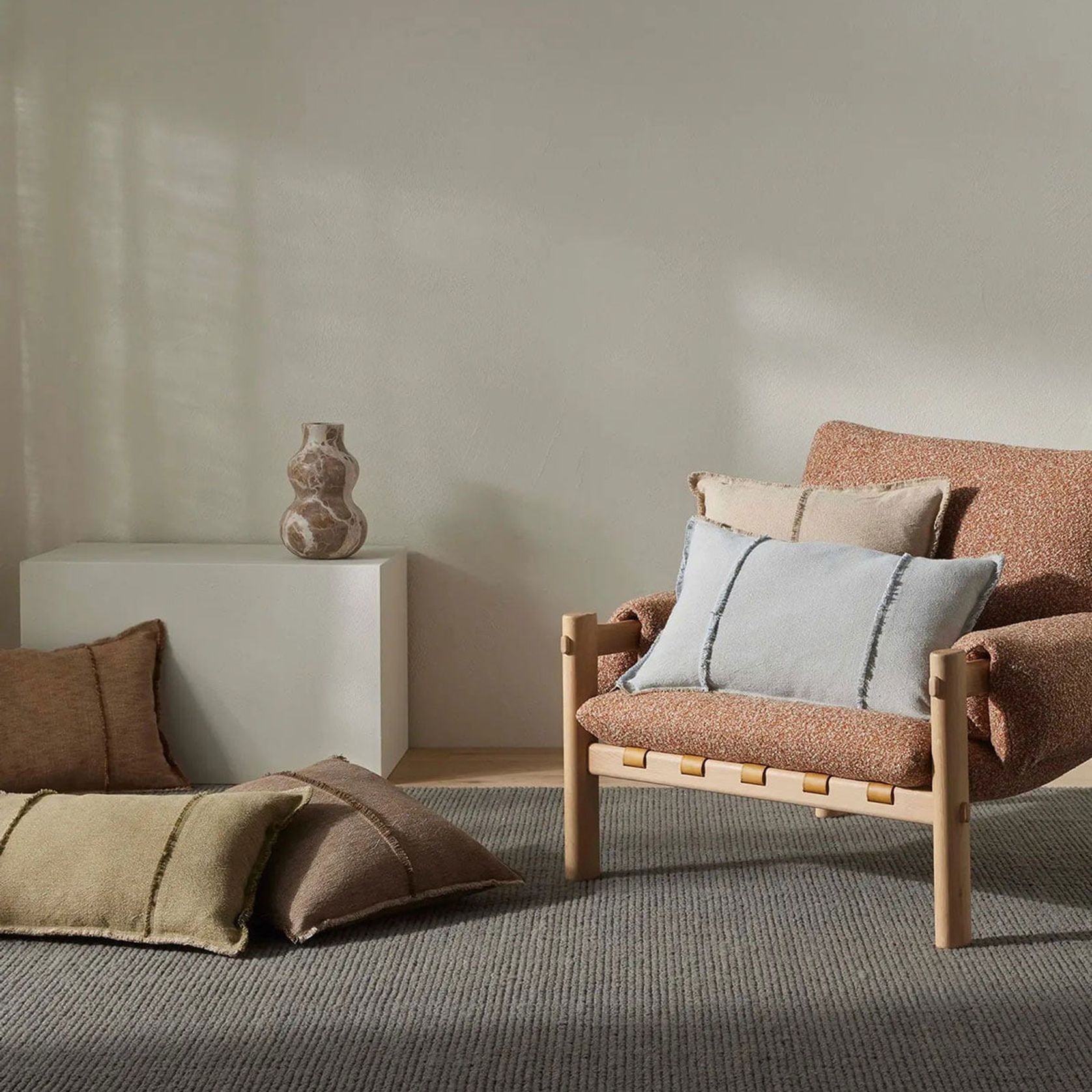 Weave Home Adela Cushion - Haze | Linen Blend gallery detail image