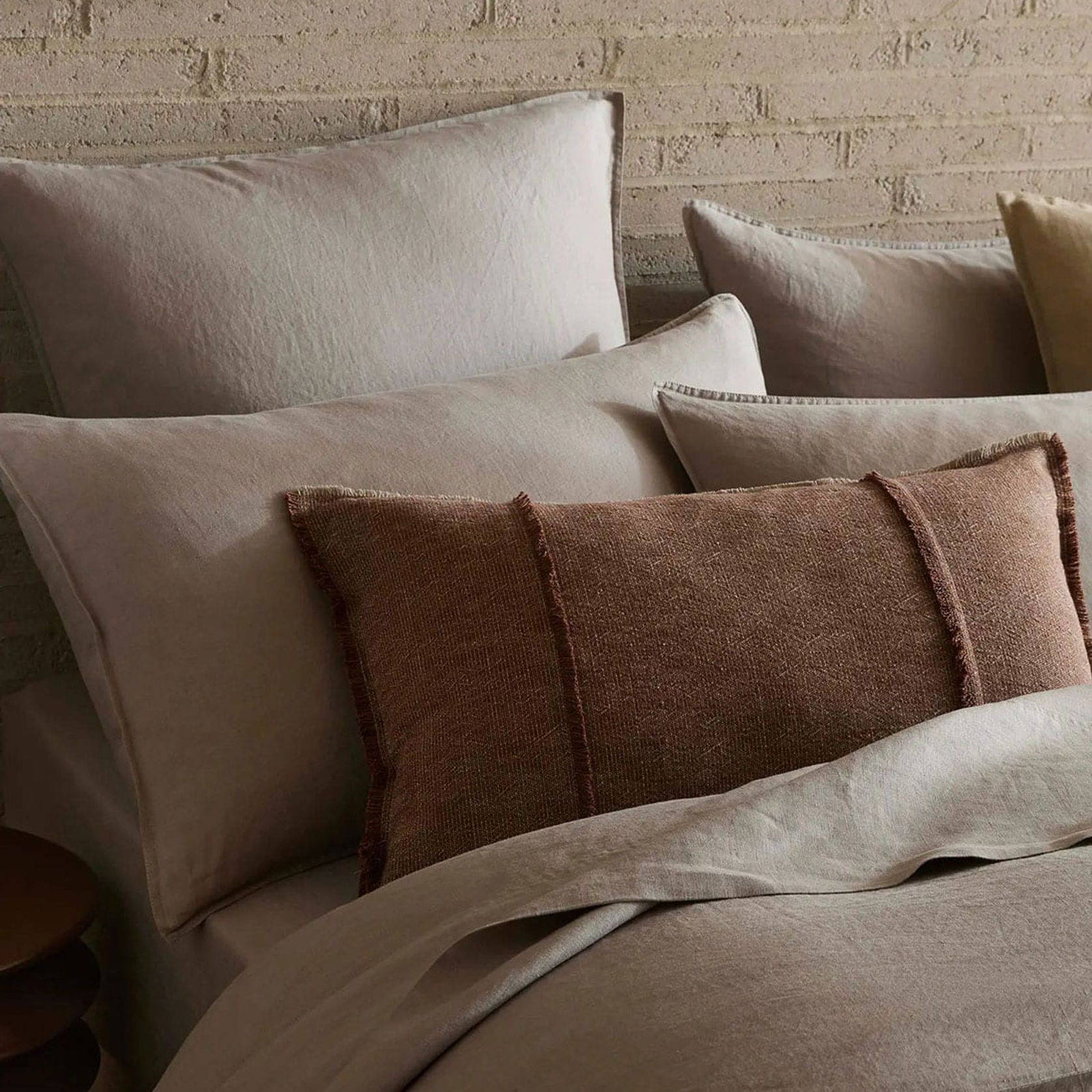 Weave Home Adela Cushion - Rust | Linen Blend gallery detail image