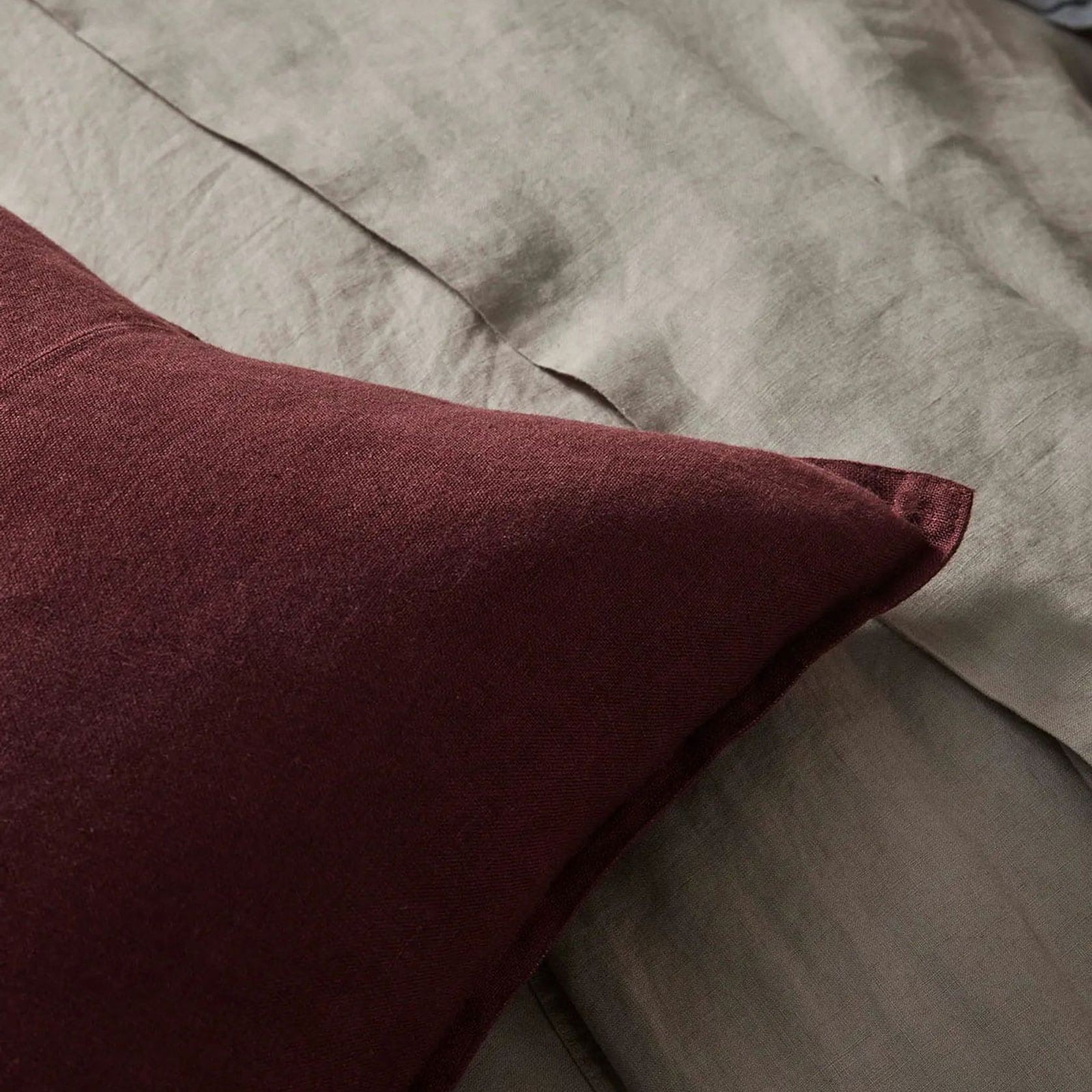 Weave European Linen Como Cushion - Garnet  | Three Sizes gallery detail image