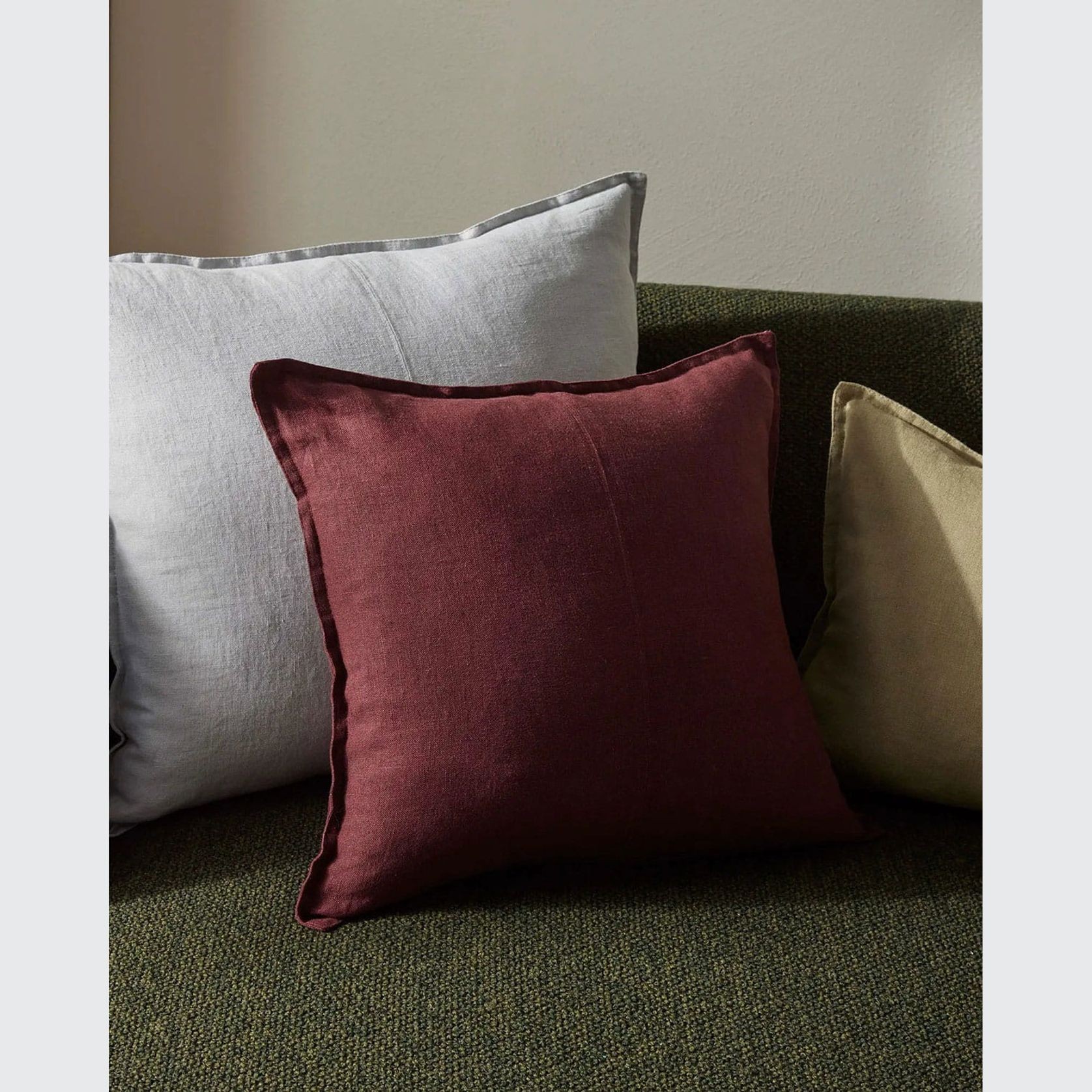 Weave European Linen Como Cushion - Garnet  | Three Sizes gallery detail image