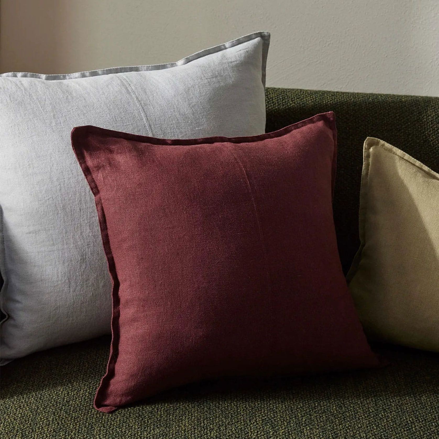 Weave European Linen Como Cushion - Garnet  | Three Sizes gallery detail image