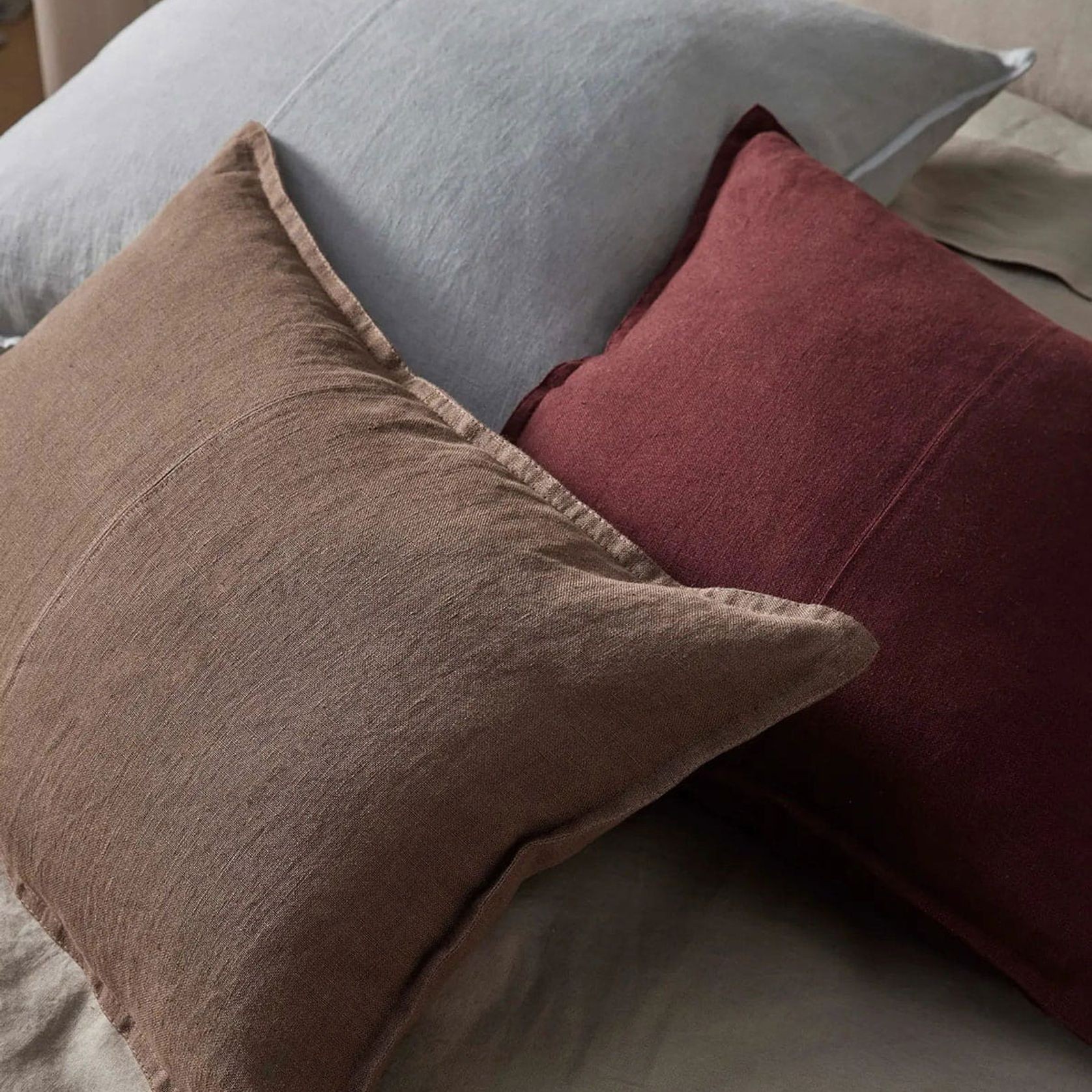 Weave European Linen Como Cushion - Garnet  | Three Sizes gallery detail image