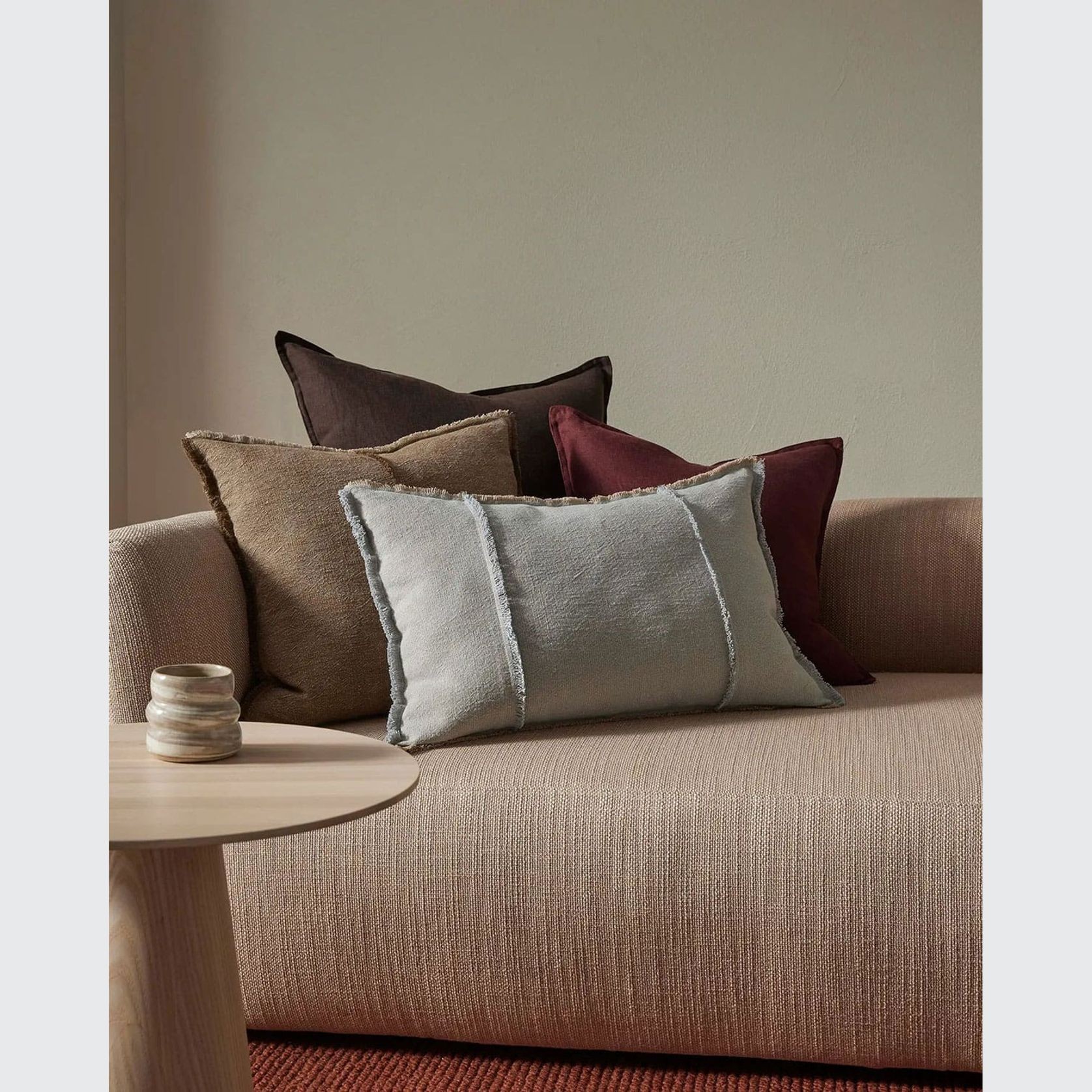 Weave European Linen Como Cushion - Garnet  | Three Sizes gallery detail image