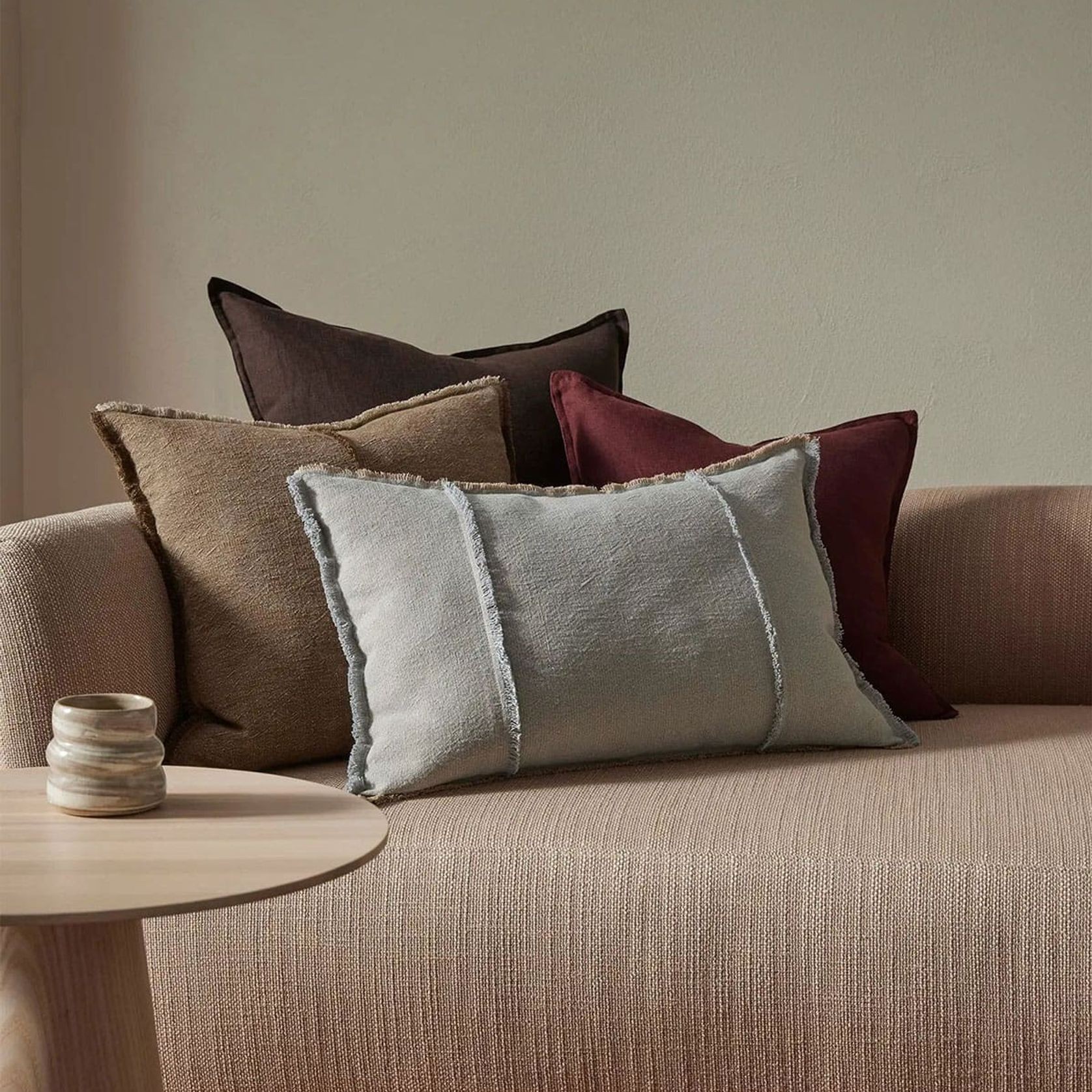 Weave European Linen Como Cushion - Garnet  | Three Sizes gallery detail image