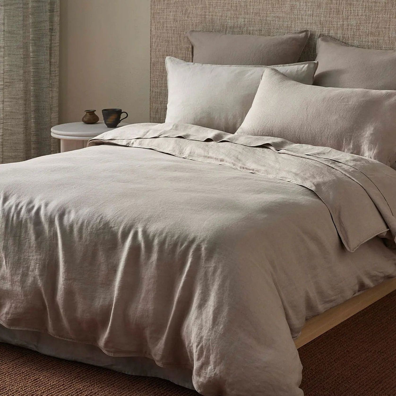 Ravello Linen Flat Sheet - Pebble | Weave Home gallery detail image